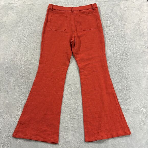 Anthropologie See U Soon Linen Blend Pants 42 (32W)  Wide Leg‎ Orange NWT Womens - Picture 2 of 11